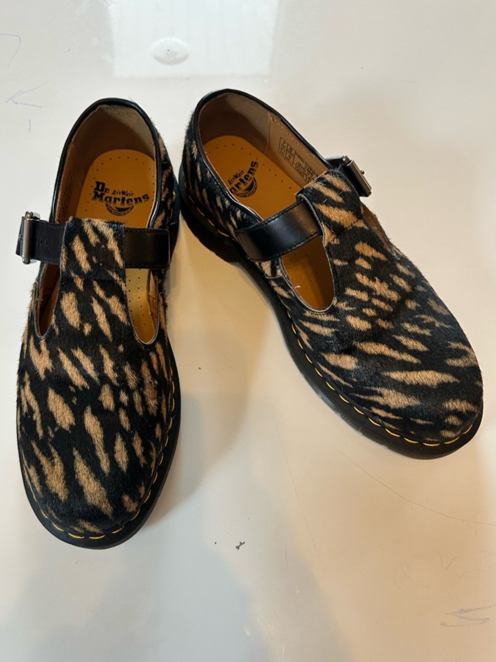 Dr. Martens Black and Tan Leopard Print Mary Jane Shoes - Picture 2 of 4